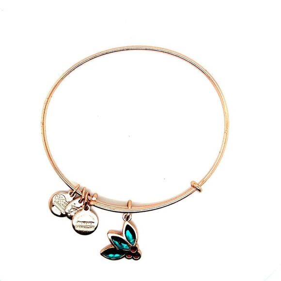 Alex and Ani Rose Gold Red/Green Rhinestones Bracelet - Picture 1 of 3